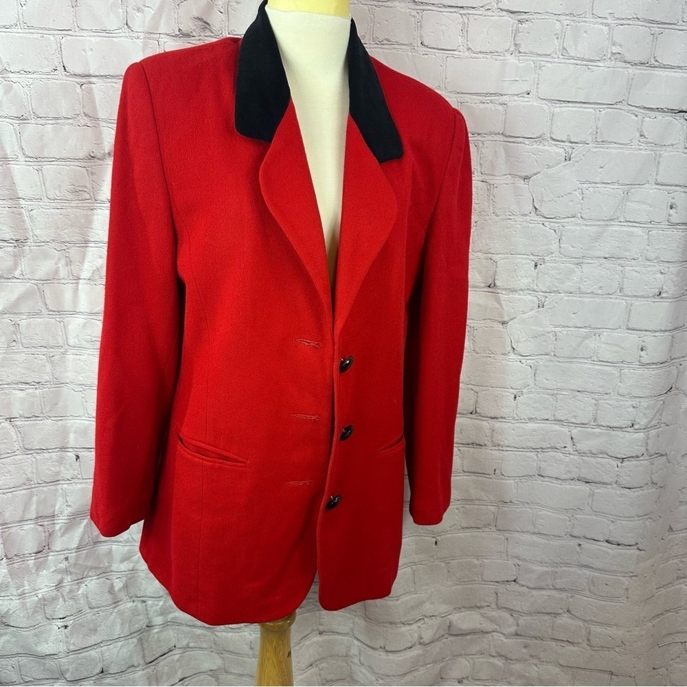 vintage Bloomingdale's red black blazer jacket sz 12 office professional